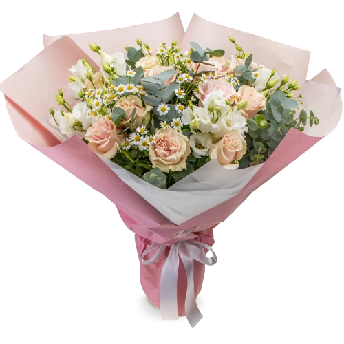 Flower of roses and lisianthus